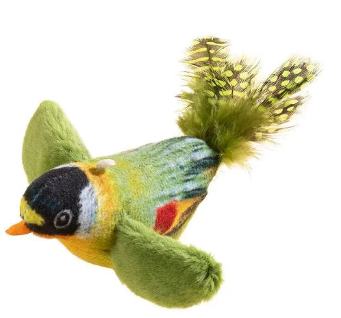 Rechargeable Interactive Cat Toy Chirping Flapping Bird Touch Activated Plush with Catnip for Indoor Cats