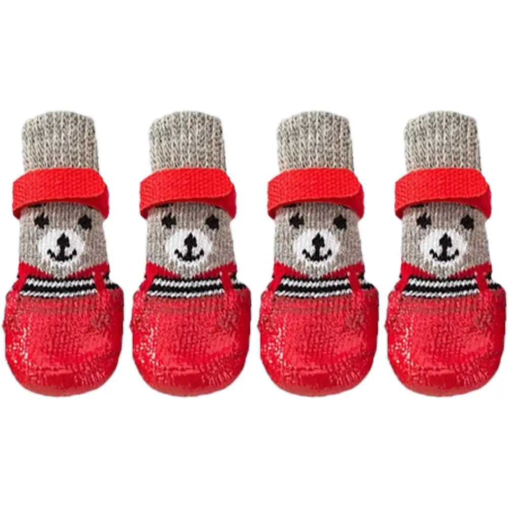 4pcs/lot Winter Warm Dog Socks Anti-Slip Rain Snow Boots Waterproof Puppy Chihuahua Dogs Shoes Booties for Small Large Dogs