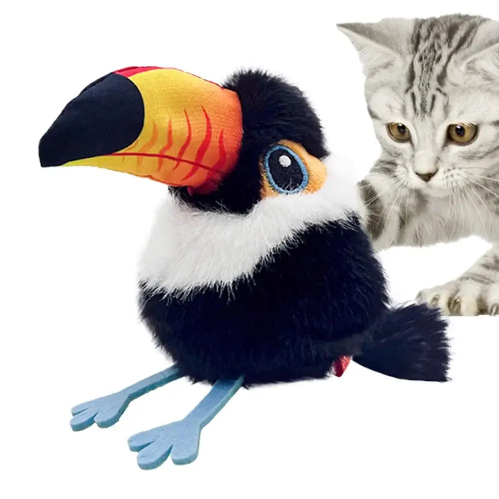 Interactive Flapping Chirping Bird Cat Toy  USB Rechargeable Touch Claw Activated Soft Plush Material for Kitten Indoor Hunting