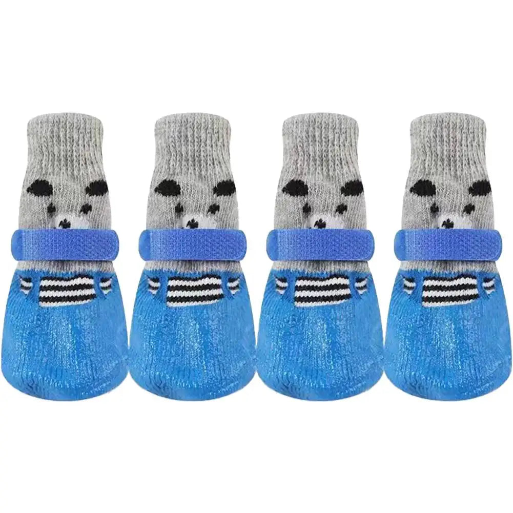 4pcs/lot Winter Warm Dog Socks Anti-Slip Rain Snow Boots Waterproof Puppy Chihuahua Dogs Shoes Booties for Small Large Dogs