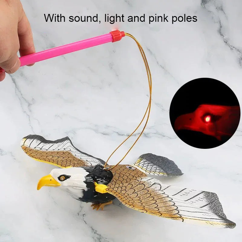 360 Degree Rotation Simulation Bird Interactive Cat Toy Electric Hanging Eagle Flying Bird Cat Teasering Play Cat Stick Scratch