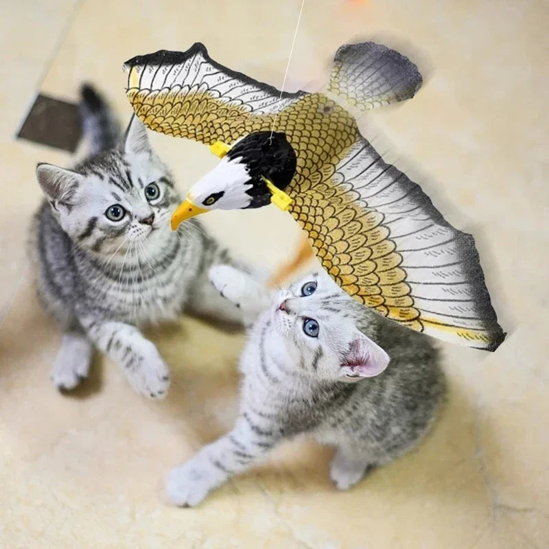 360 Degree Rotation Simulation Bird Interactive Cat Toy Electric Hanging Eagle Flying Bird Cat Teasering Play Cat Stick Scratch